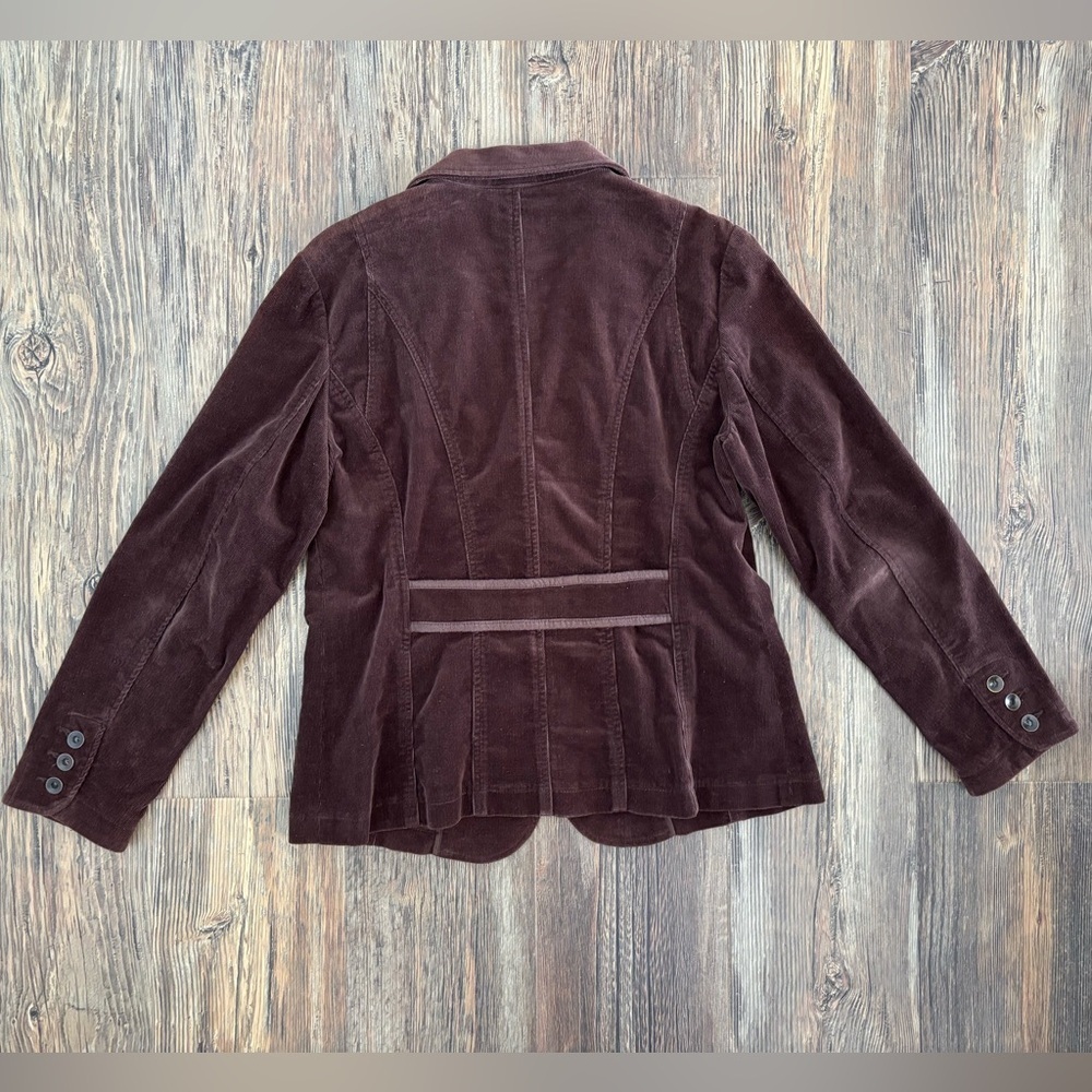 FDJ French Dressing Brown Corduroy Blazer Jacket Womens 8 Button Front Back Belt - Picture 2 of 11